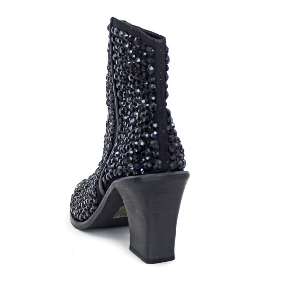 Free People 'Barclay' Backstage Black Rhinestone Sequin Ankle Boots: Size 41 - Picture 3 of 7